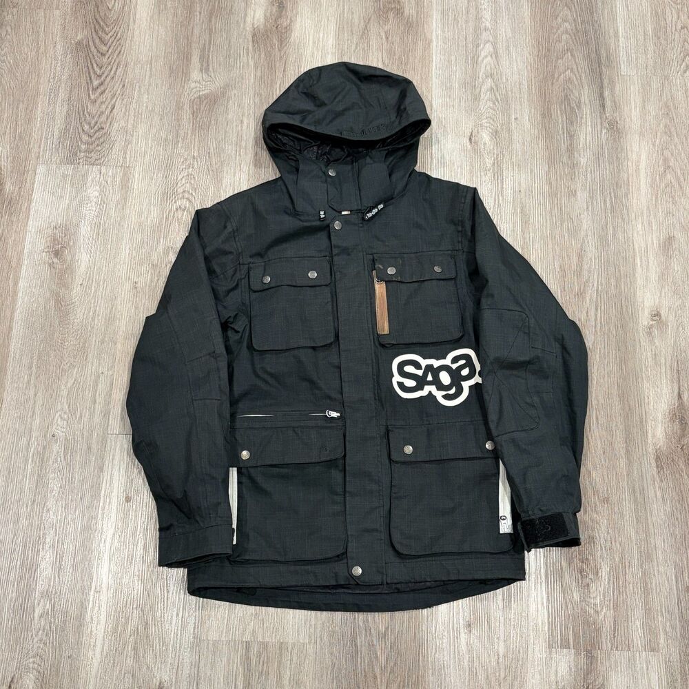 Saga Outerwear Ski Jacket Men's Size Small Black White Streetwear Snowboard Coat